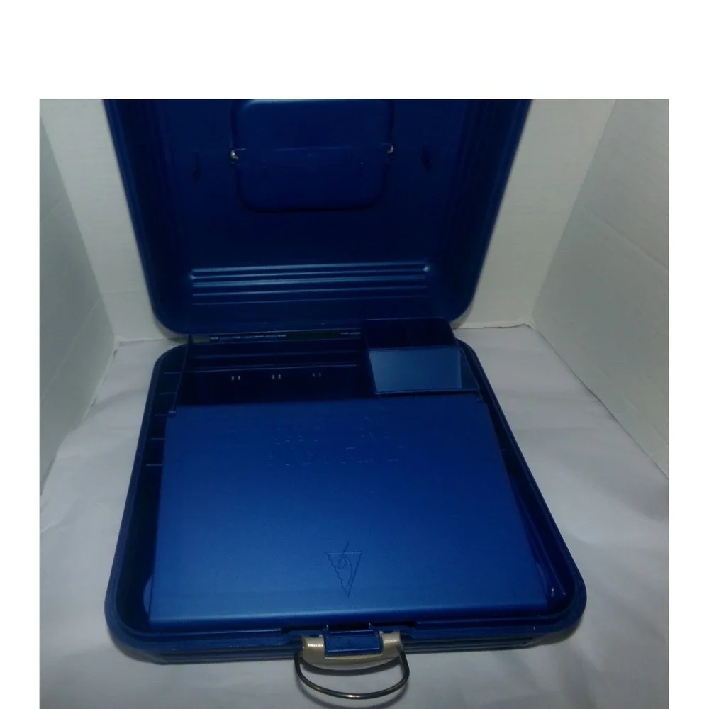 Vintage Sassaby Makeup Organizer Box Blue Hard Plastic Vanity Case Mirror 90s